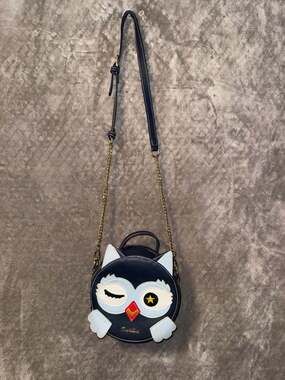Duolaimi Navy Blue Owl Shaped Crossbody Chain Bag